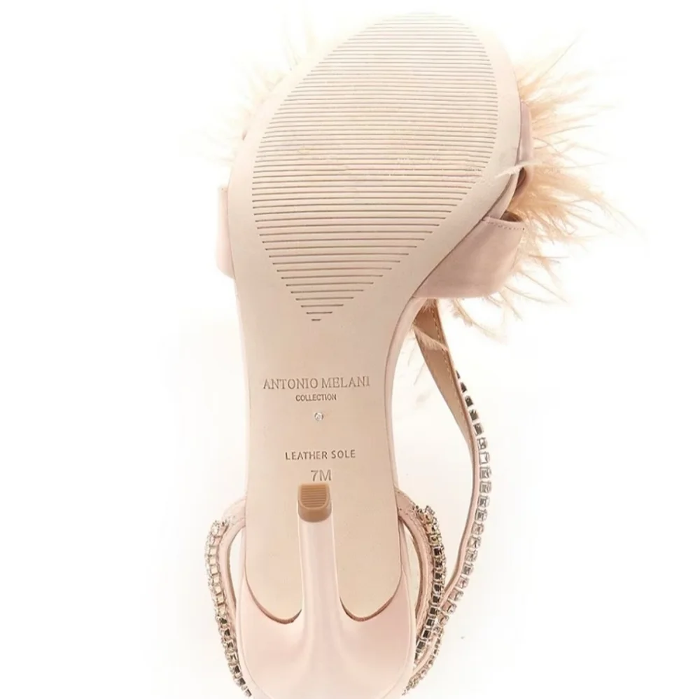 Antonio Melani Collection Aurora Feathered Rhinestone Embellished Dress Sandals - Picture 9 of 13